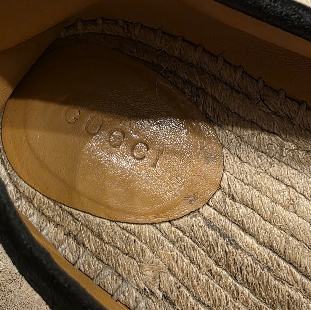 Gucci Monogram Espadrilles Flats Black GG Suede Microguccissima Size EU 39.5 - Picture 9 of 11